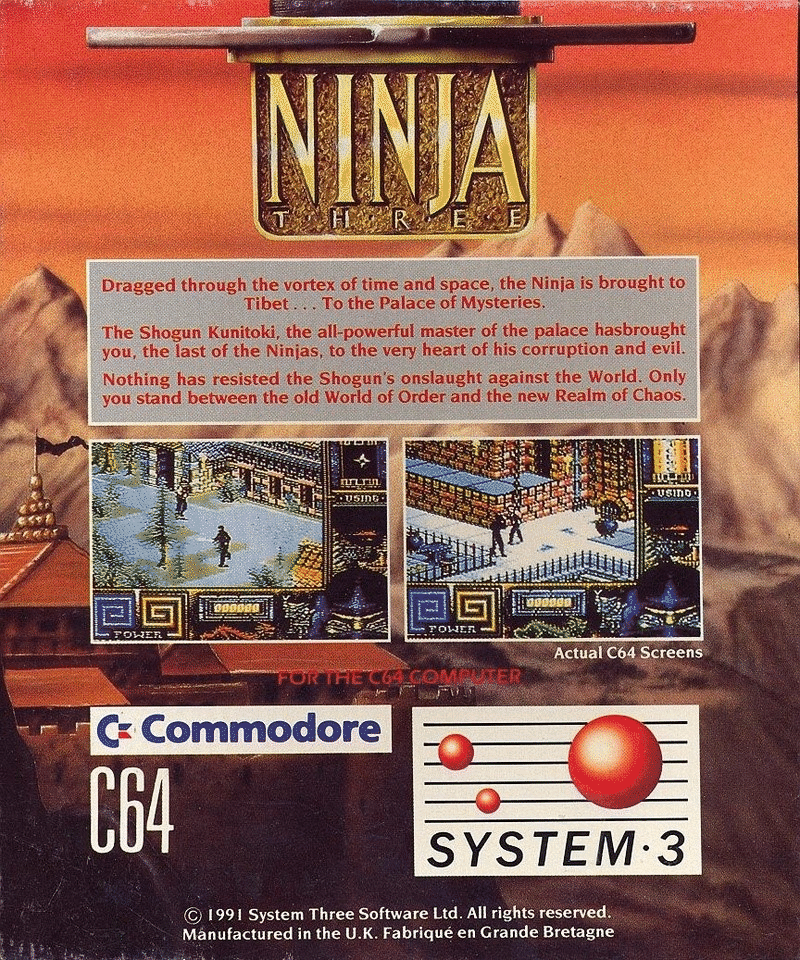 Last Ninja 3 box art for Commodore 64
